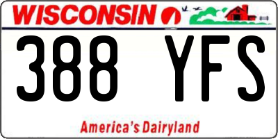 WI license plate 388YFS