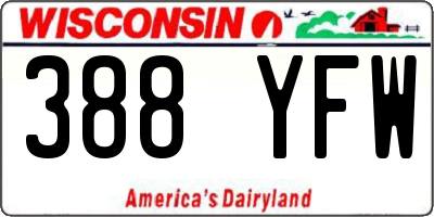 WI license plate 388YFW