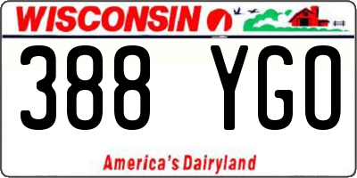 WI license plate 388YGO