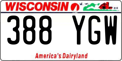 WI license plate 388YGW