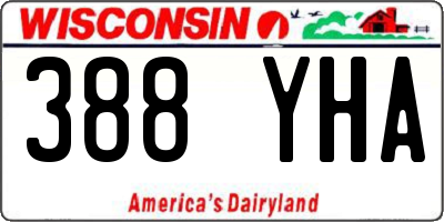 WI license plate 388YHA