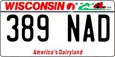 WI license plate 389NAD