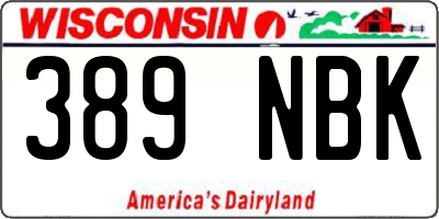 WI license plate 389NBK