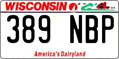 WI license plate 389NBP