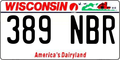 WI license plate 389NBR