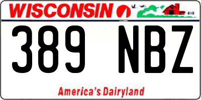 WI license plate 389NBZ