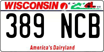 WI license plate 389NCB