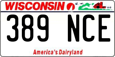 WI license plate 389NCE