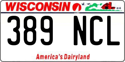 WI license plate 389NCL