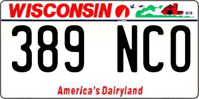 WI license plate 389NCO