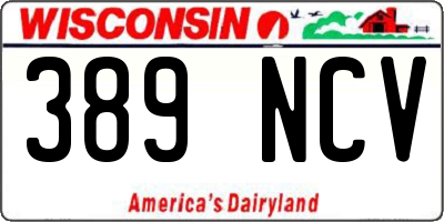 WI license plate 389NCV