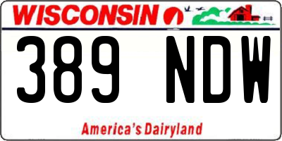 WI license plate 389NDW