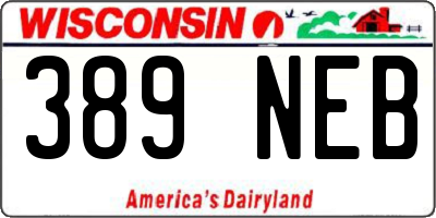 WI license plate 389NEB