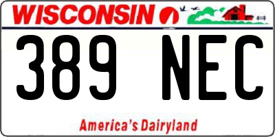 WI license plate 389NEC