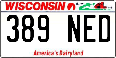WI license plate 389NED