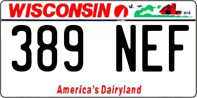 WI license plate 389NEF