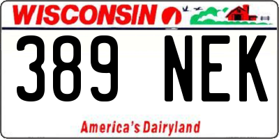 WI license plate 389NEK