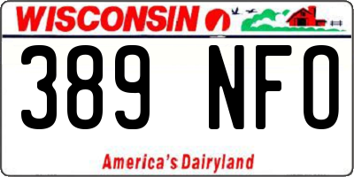 WI license plate 389NFO