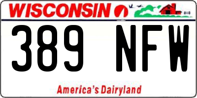 WI license plate 389NFW