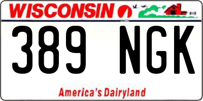 WI license plate 389NGK