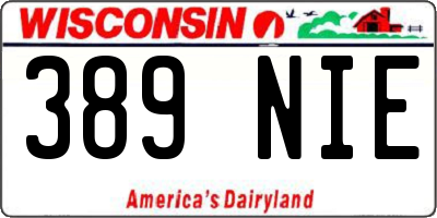 WI license plate 389NIE