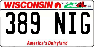 WI license plate 389NIG