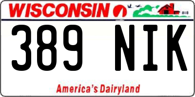 WI license plate 389NIK