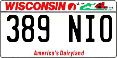 WI license plate 389NIO