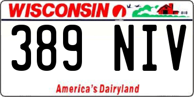 WI license plate 389NIV