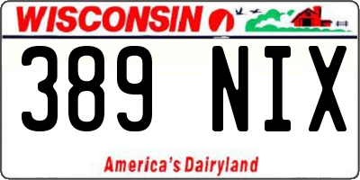 WI license plate 389NIX