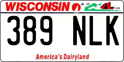 WI license plate 389NLK