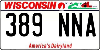 WI license plate 389NNA