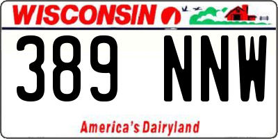 WI license plate 389NNW
