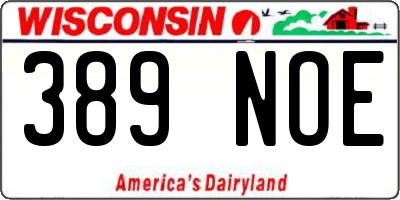 WI license plate 389NOE