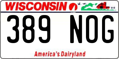 WI license plate 389NOG
