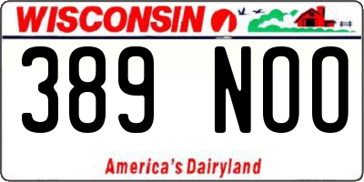WI license plate 389NOO