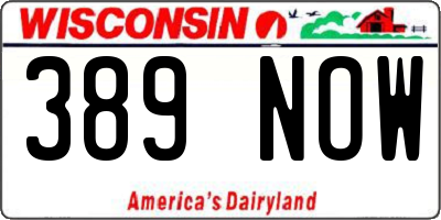 WI license plate 389NOW