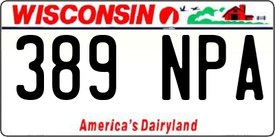 WI license plate 389NPA