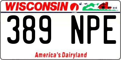 WI license plate 389NPE