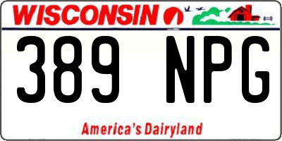 WI license plate 389NPG