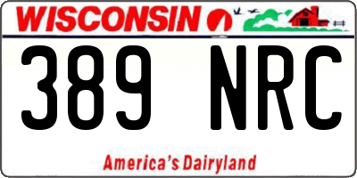 WI license plate 389NRC
