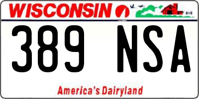 WI license plate 389NSA