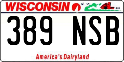 WI license plate 389NSB