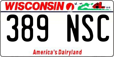 WI license plate 389NSC