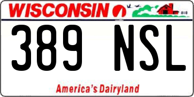 WI license plate 389NSL