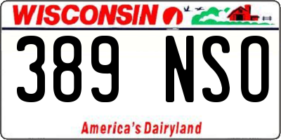 WI license plate 389NSO