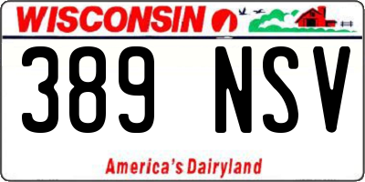 WI license plate 389NSV