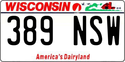 WI license plate 389NSW