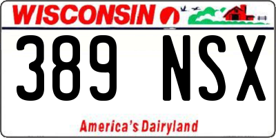 WI license plate 389NSX