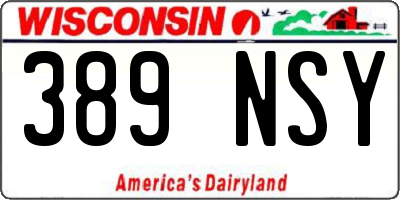 WI license plate 389NSY
